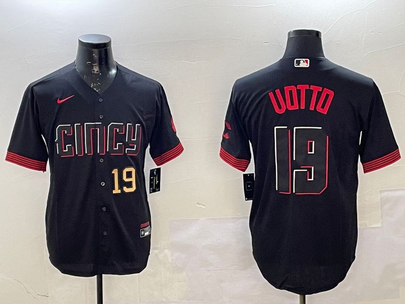 Men Cincinnati Reds #19 Uotto Black City Edition Game Nike 2025 MLB Jersey style 6